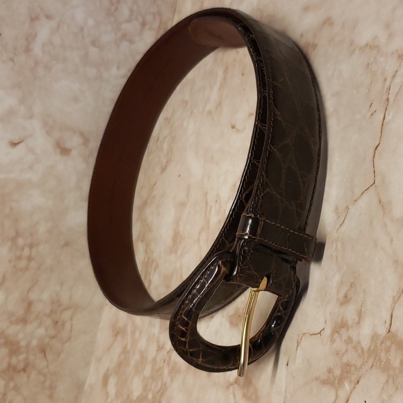 Ralph Lauren brown genuine american Alligator unisex belt 30
